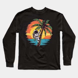 ASTRONAUT CLIMBING A COCONUT TREE Long Sleeve T-Shirt